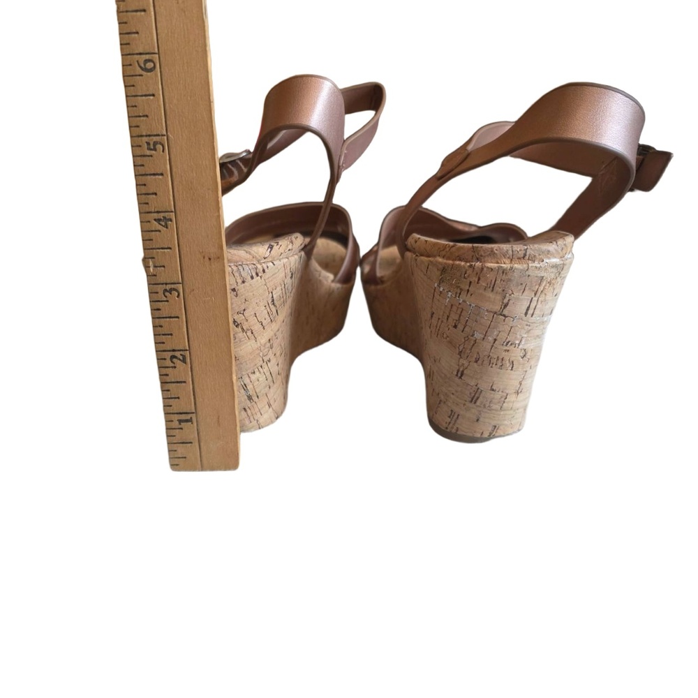 SONOMA Wedge Sandals Womens Size 10 Rose Gold Metallic Ankle Strap Summer Chic - Picture 4 of 8